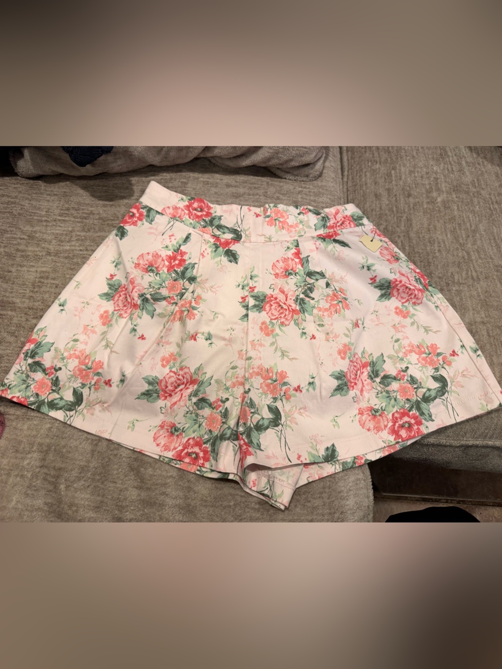 Trixxi Coral Rose High-Waist Floral Cottagecore Shorts